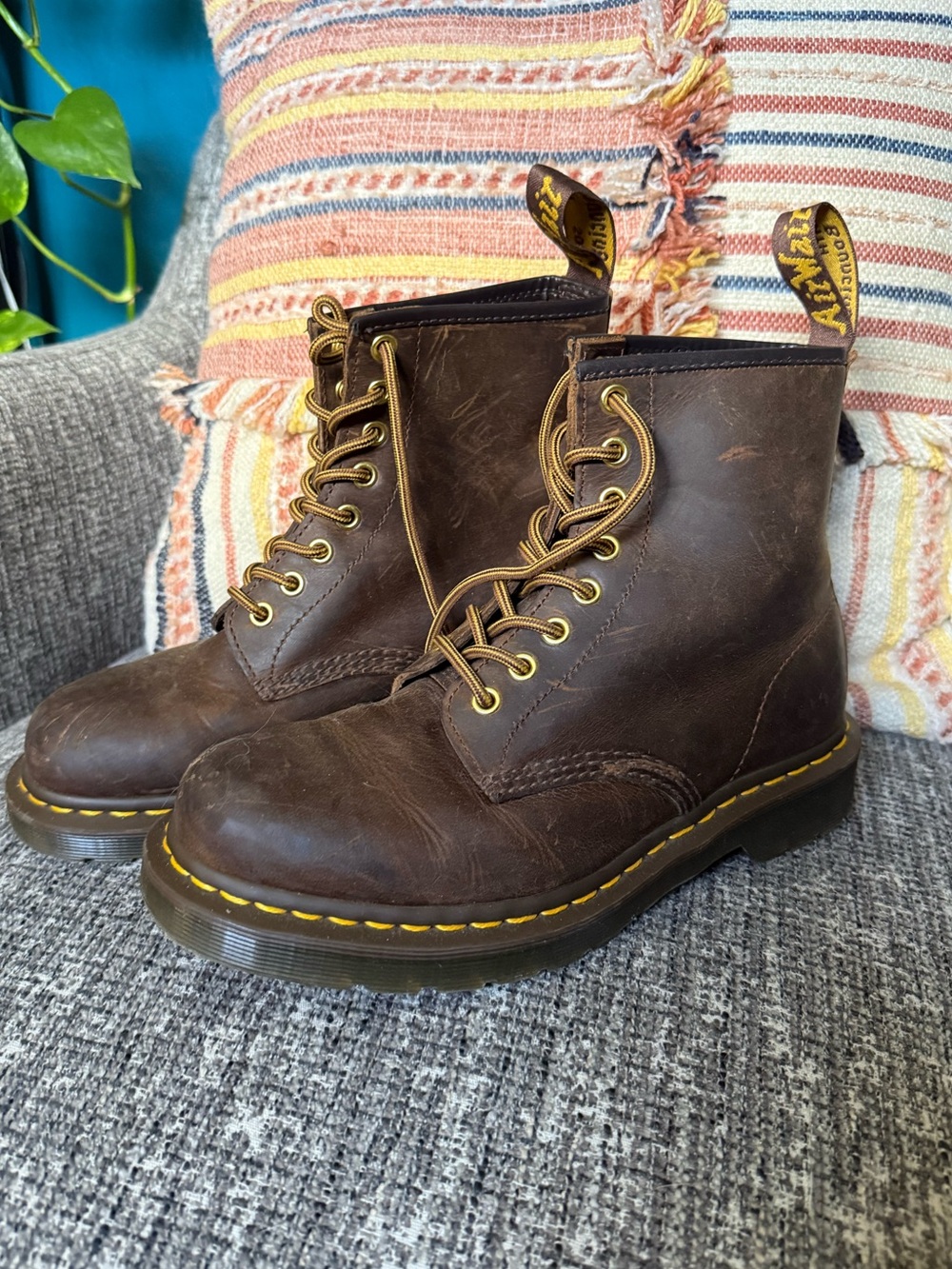 Dr. Martens Brown Leather 8-Eye Lace-Up Boots